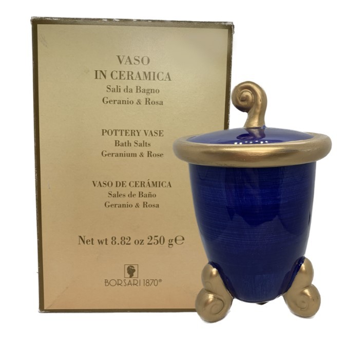 BORSARI - Geranio & Rosa Sali da Bagno 250 gr  con Vaso in Ceramica Vintage