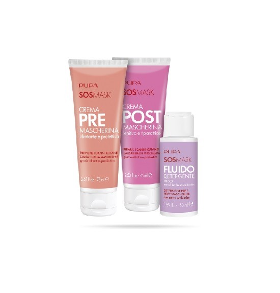 PUPA-Sos Mask kit Set fluido emolliente + crema pre mask + crema post mask